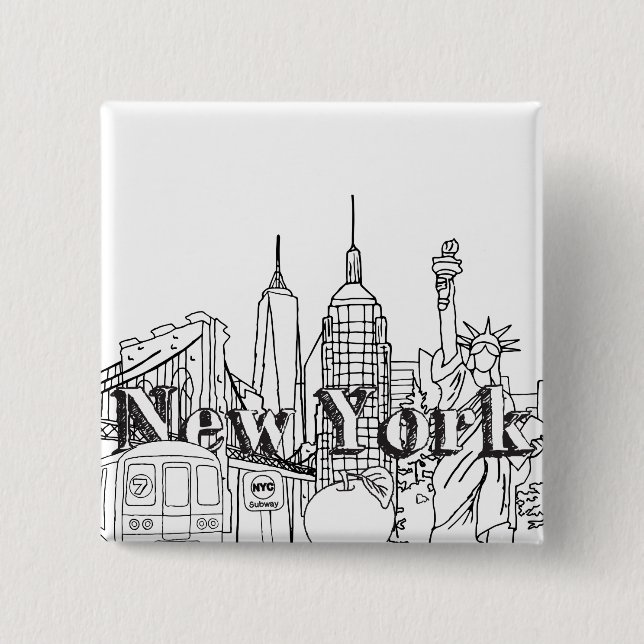Downtown NYE New York Vacation Souvenirs NYC Gift 2 Inch Square Button (Front)