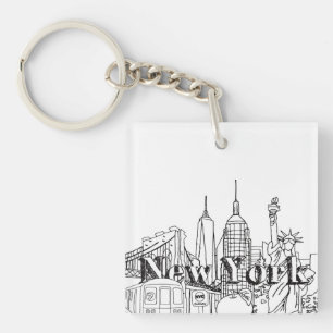 Downtown NYE New York Vacation Souvenirs NYC Gift Keychain