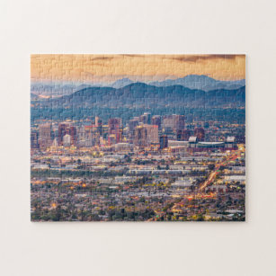 Downtown Phoenix Skyline Aesthetic Sunset Pictures Jigsaw Puzzle