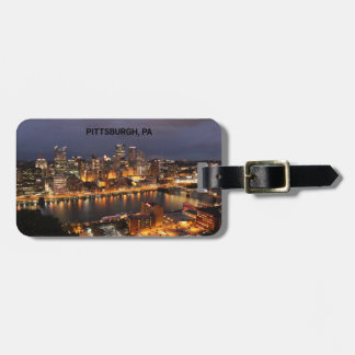 Downtown Pittsburgh, PA Night City View Luggage Ta Luggage Tag