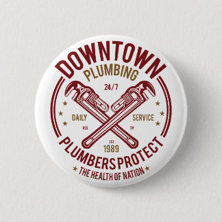 Downtown Plumbing Daily Service 24/7 Plumber 2 Inch Round Button