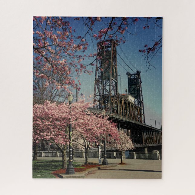 Downtown Portland Bridge | Cherry Blossom Puzzle (Vertical)