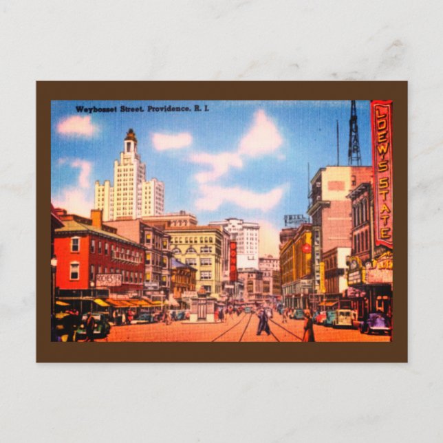 Downtown Providence, RI Vintage Photo Postcard (Front)