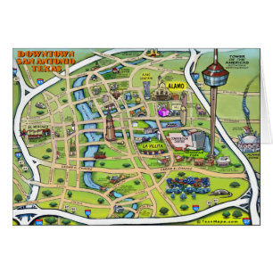 Downtown San Antonio Cartoon Map