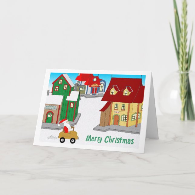 Downtown Santa 2 Holiday Card (Front)