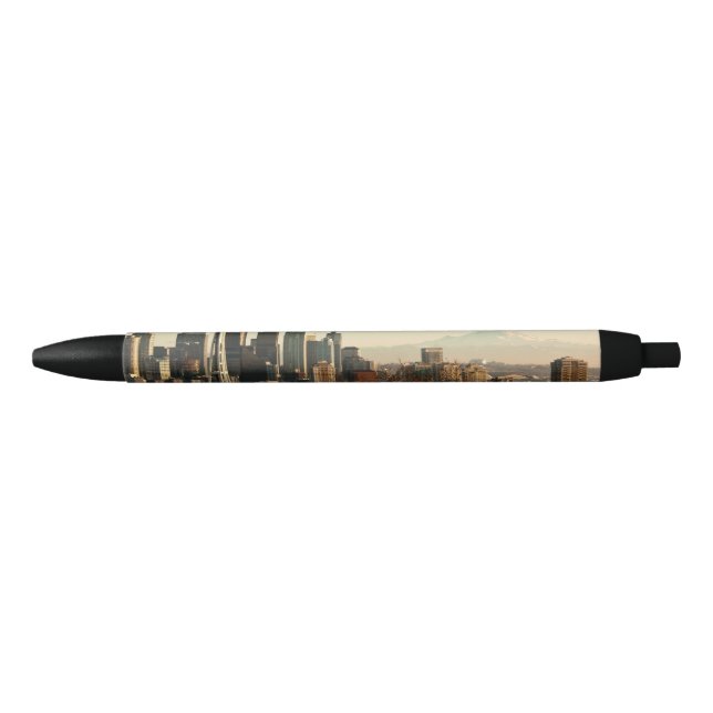 Downtown Seattle skyline and Space Needle Black Ink Pen (Front)