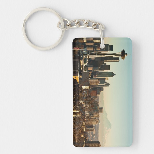 Downtown Seattle skyline and Space Needle Keychain (Front)