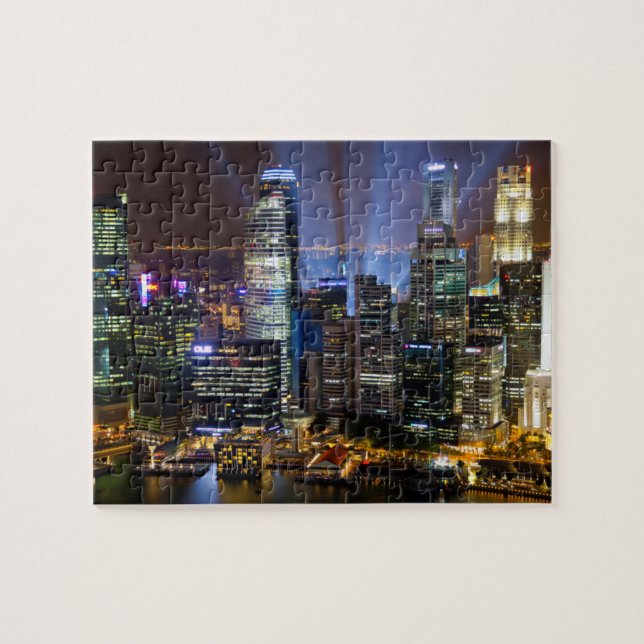 Downtown Singapore city at night Jigsaw Puzzle (Horizontal)