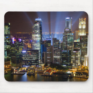 Downtown Singapore city at night Mouse Pad