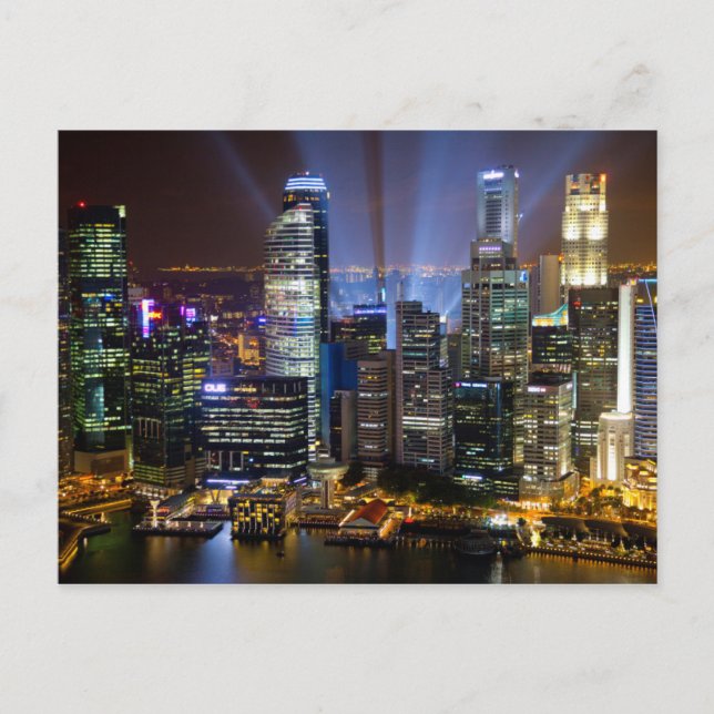 Downtown Singapore city at night Postcard (Front)