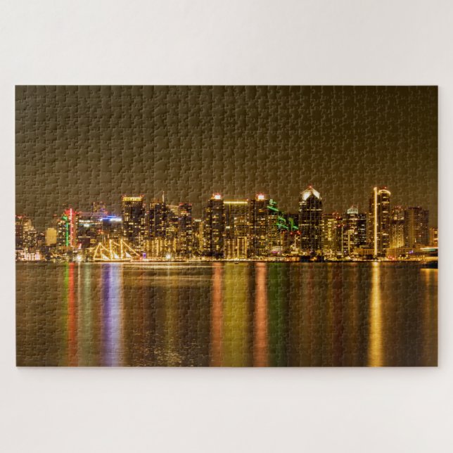 Downtown Skyline at night San Diego Jigsaw Puzzle (Horizontal)