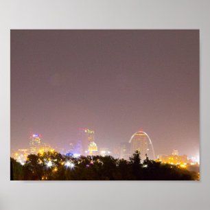 Downtown St. Louis, Missouri at Night Poster