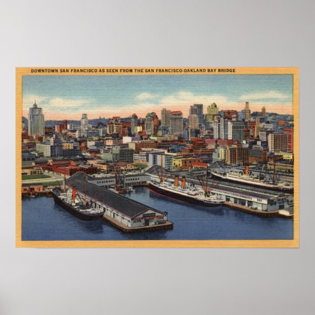 Downtown View from Bay Bridge Poster (Front)
