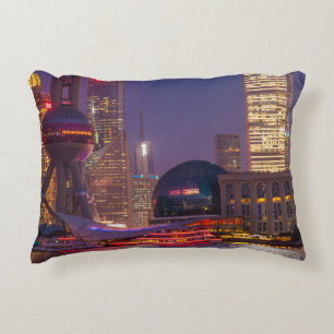 Downtown waterfront shanghai, China Decorative Pillow