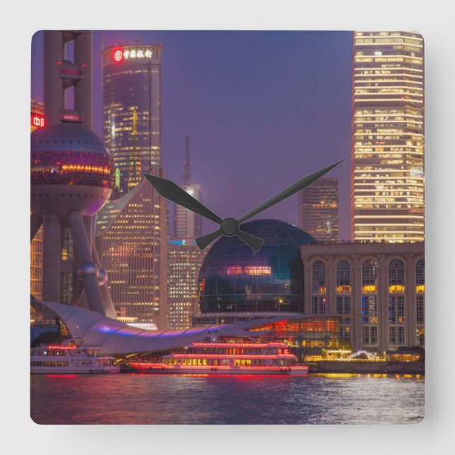 Downtown waterfront shanghai, China Square Wall Clock (Front)