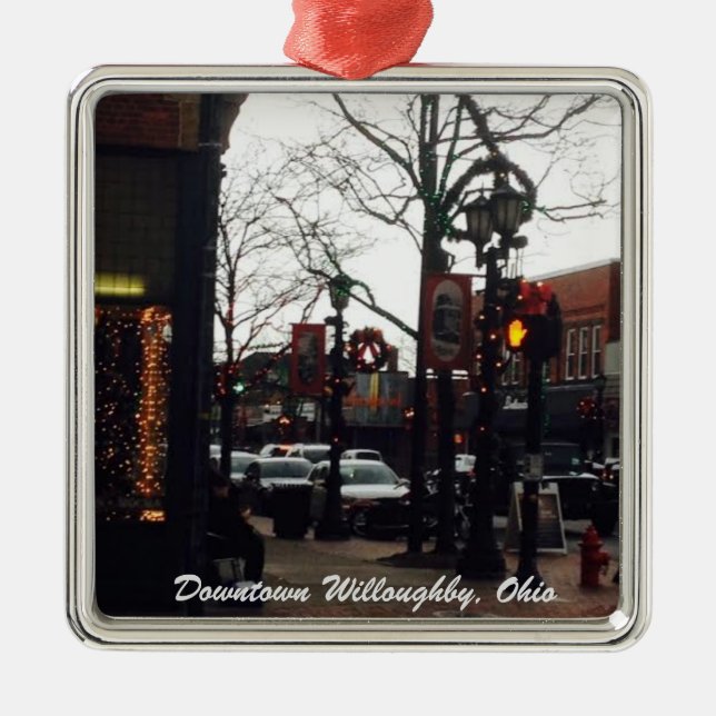 Downtown Willoughby Christmas Photo Ornament (Front)