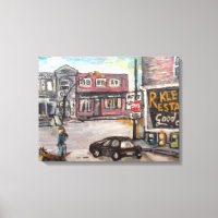 "Downtown Willoughby Dog Walk" painting