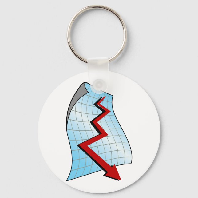 Downward Graph Red Arrow Keychain (Front)