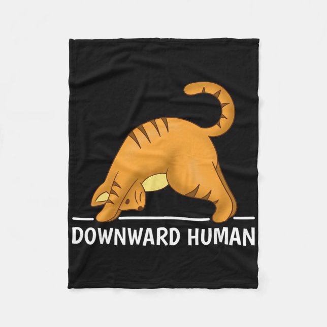 Downward Human Cat  Fleece Blanket (Front)