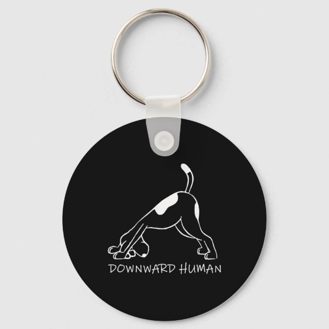 Downward Human Dog Funny Yoga Lover Pet Gift  Keychain (Front)