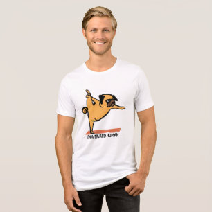 Downward Human-Yoga-Dog-Funny Tri-Blend Shirt