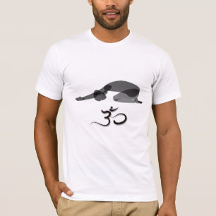 Downward pose black, om symbol T-Shirt