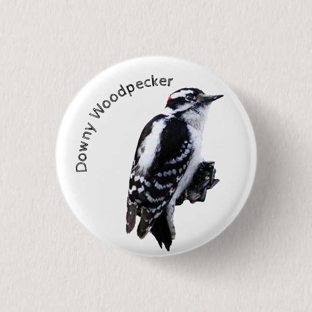 Downy Woodpecker 1 Inch Round Button (Front)