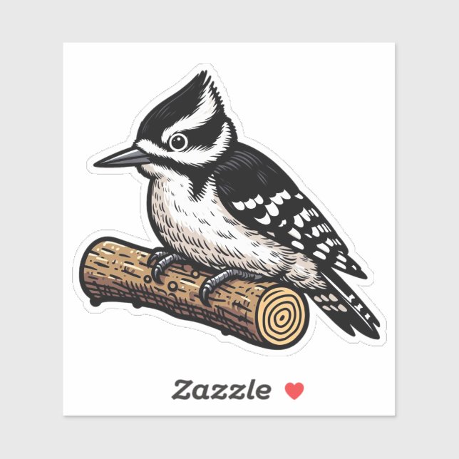 Downy Woodpecker bird Custom-Cut Vinyl Sticker (Sheet)