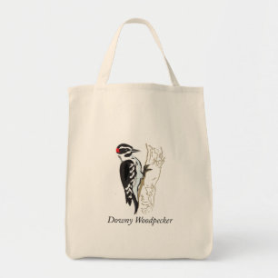 Downy Woodpecker Illustration Tote Bag