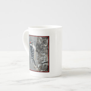 Downy Woodpecker in Snow - Original Photograph Bone China Mug