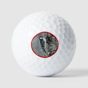Downy Woodpecker in Snow - Original Photograph Golf Balls