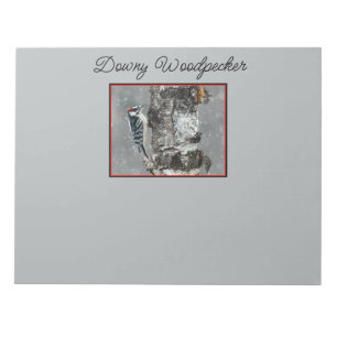 Downy Woodpecker in Snow - Original Photograph Notepad