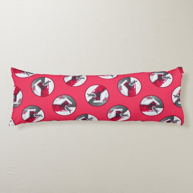 Downy Woodpecker on Red Feeder Original Bird Art Body Pillow (Front)