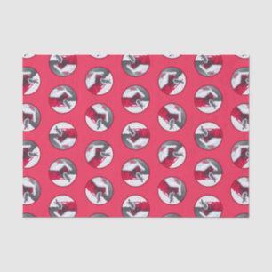 Downy Woodpecker on Red Feeder Original Bird Art Tissue Paper