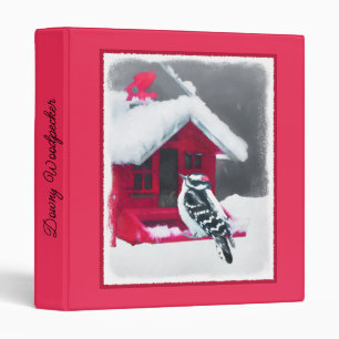 Downy Woodpecker Painting - Original Bird Art Binder