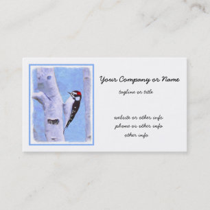 Downy Woodpecker Painting - Original Bird Art Business Card