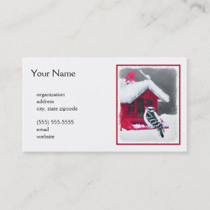 Downy Woodpecker Painting - Original Bird Art Business Card