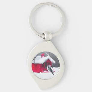 Downy Woodpecker Painting - Original Bird Art Keychain