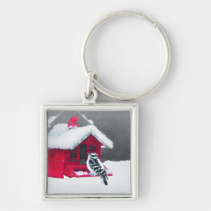 Downy Woodpecker Painting - Original Bird Art Keychain