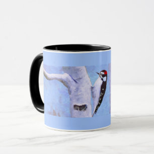 Downy Woodpecker Painting - Original Bird Art Mug