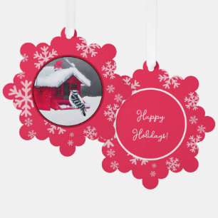 Downy Woodpecker Painting - Original Bird Art Ornament Card