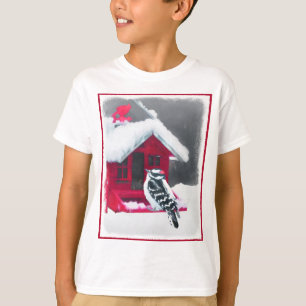 Downy Woodpecker Painting - Original Bird Art T-Shirt