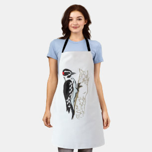 Downy Woodpecker White Cotton Apron