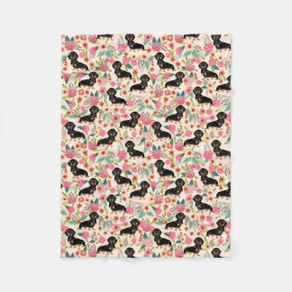 Doxie Blanket - black and tan dachshunds - cream