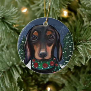 Doxie ceramic ornament