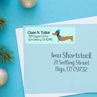 Doxie Christmas Blue Address Labels