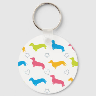 Doxie Colourful Hearts and Stars Keychain