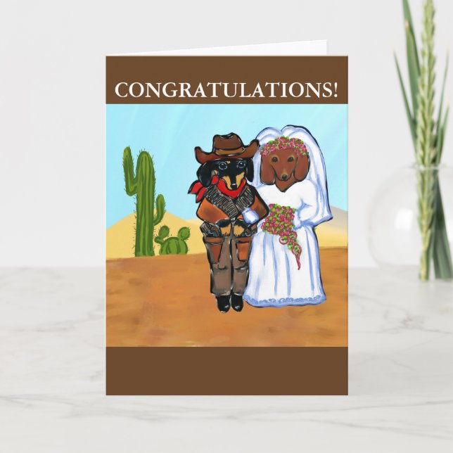 Doxie Cowboy Wedding Card (Front)