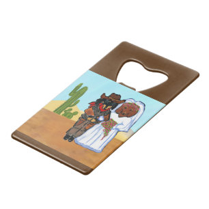Doxie Cowboy Wedding Wallet Bottle Opener