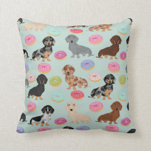 Doxie Dachshund Doughnuts throw pillow